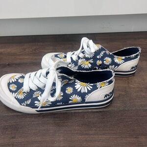 Rocket Dog Navy Daisy Canvas Sneakers with White Trim